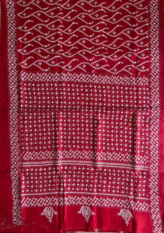 Kutch Hand Embroidered Pure Banglore Silk Saree – (Silk Marked)