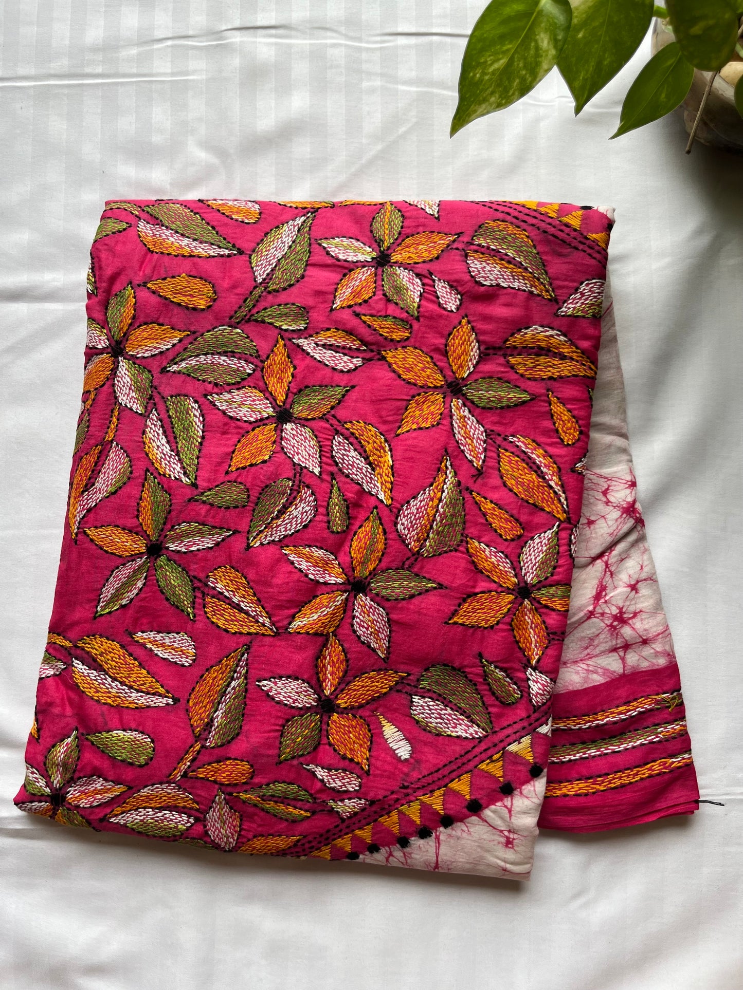 Kantha stitch Hand Batik Very Soft Cotton Traditional Saree