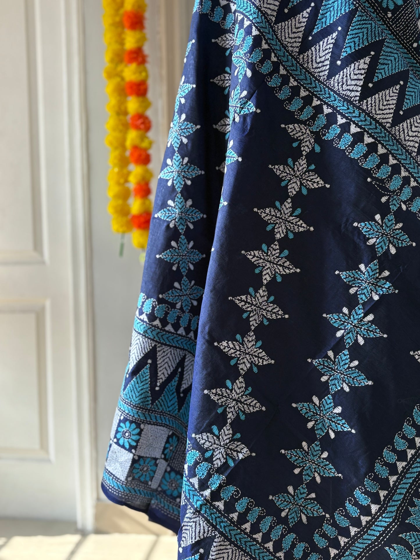 Kantha Hand Embroidary Full Work Pure Banglore Silk Dupatta. (With Silk Mark)