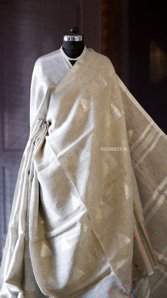 Pure Linen Saree With running Blouse