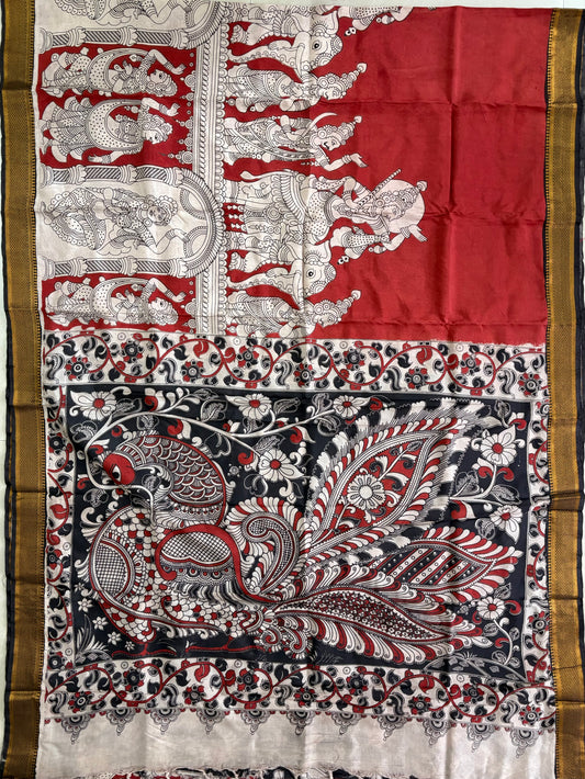 Printed Kalamkari Silk Saree with blouse