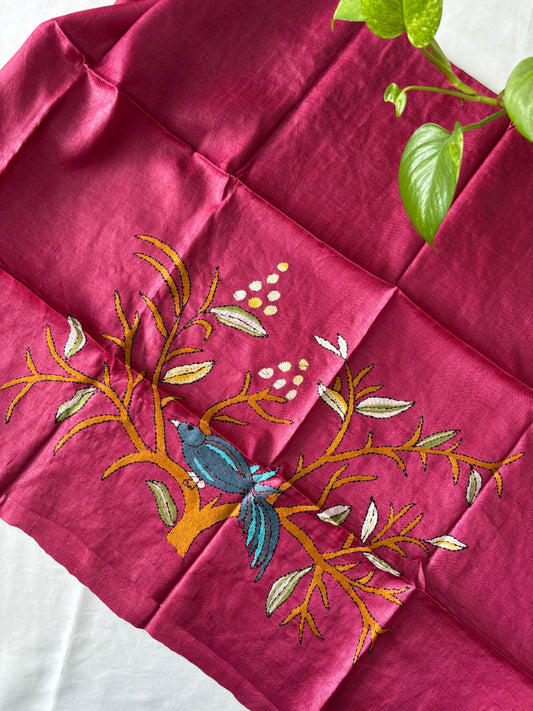 Kantha Stitch Pure Silk Blouse Piece