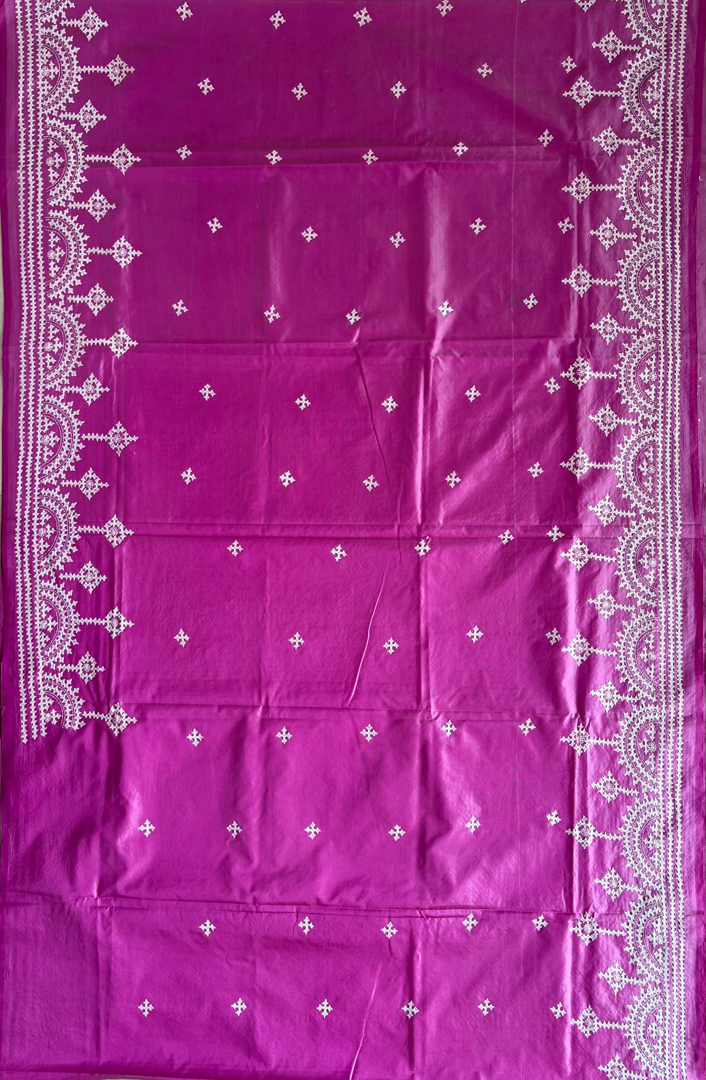 Gujrati Stitch/Kutch Hand Embroidered Art Silk Saree