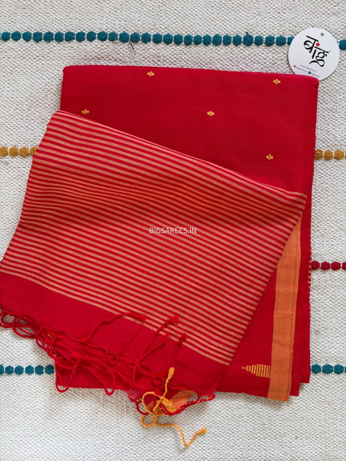 Hand woven Pure Cotton Saree (Handloom Marked) - Red