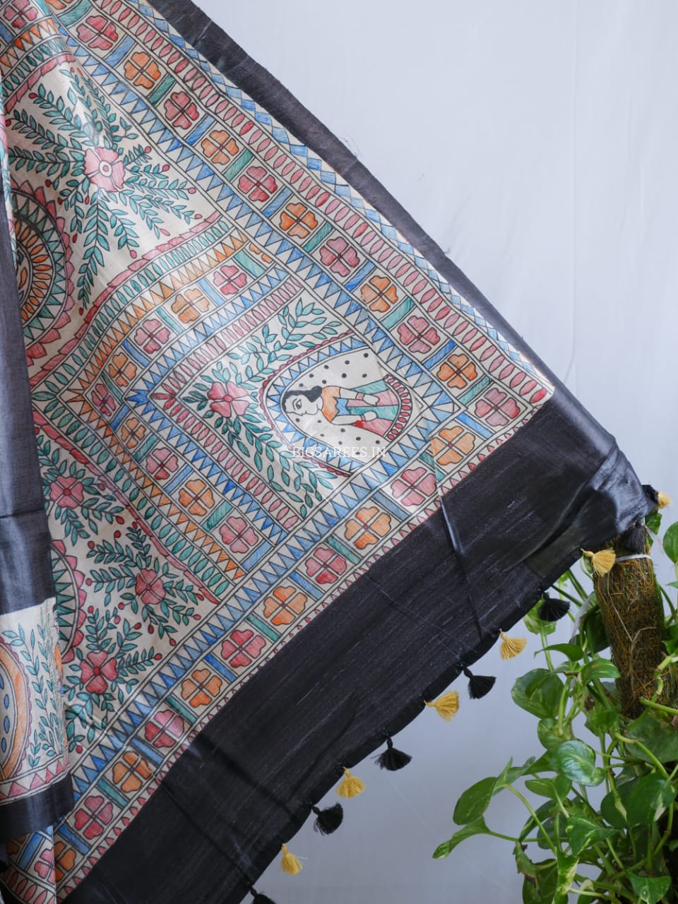 Pure Desi Tussar Silk Handcrafted Madhubani Saree (Silk Marked)