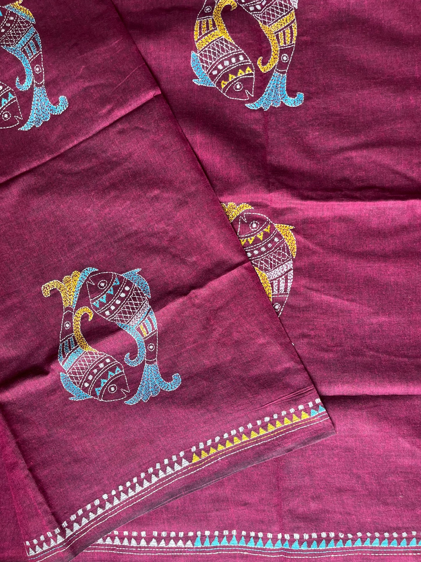 Kantha Hand Embroidered Pure Cotton Saree