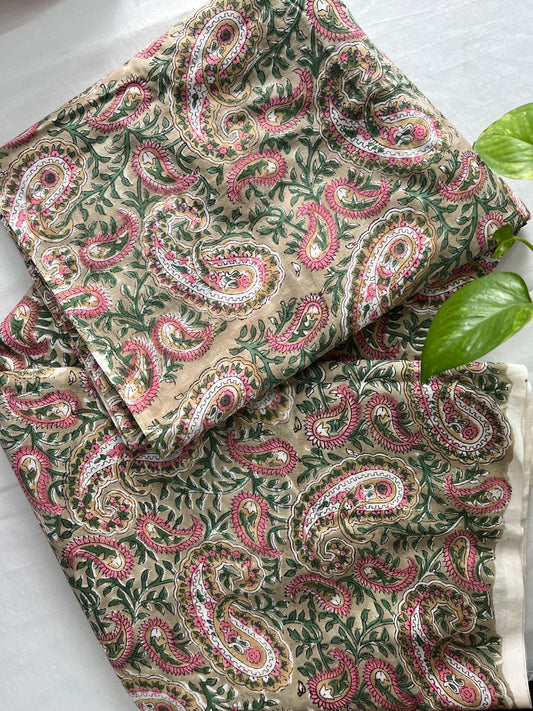 Block printed pure Cotton 1 Mtr. Blouse Piece/ running fabric