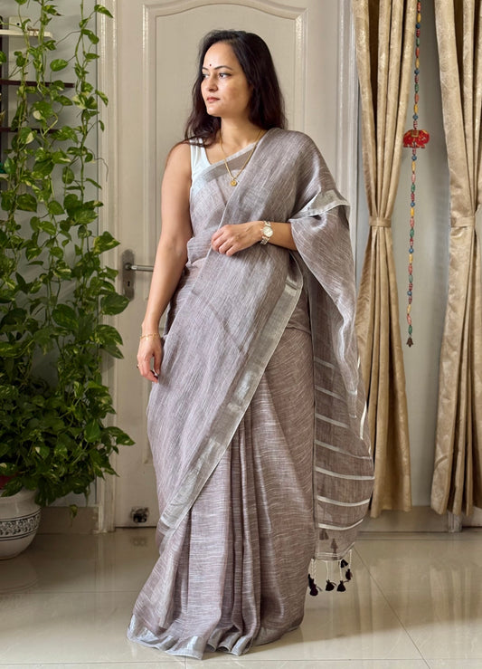Linen By Linen Saree With Blouse