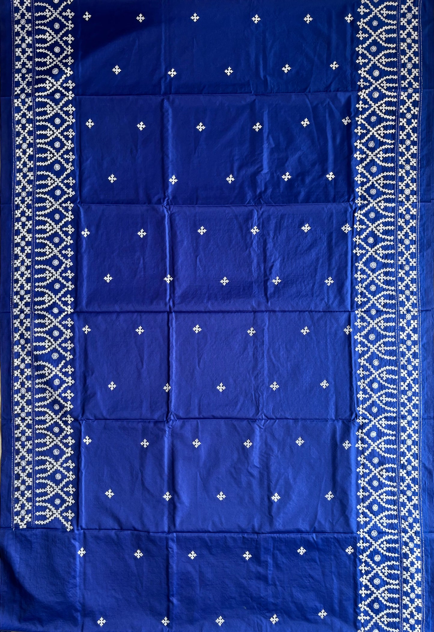 Gujrati Stitch/Kutch Hand Embroidered Art Silk Saree