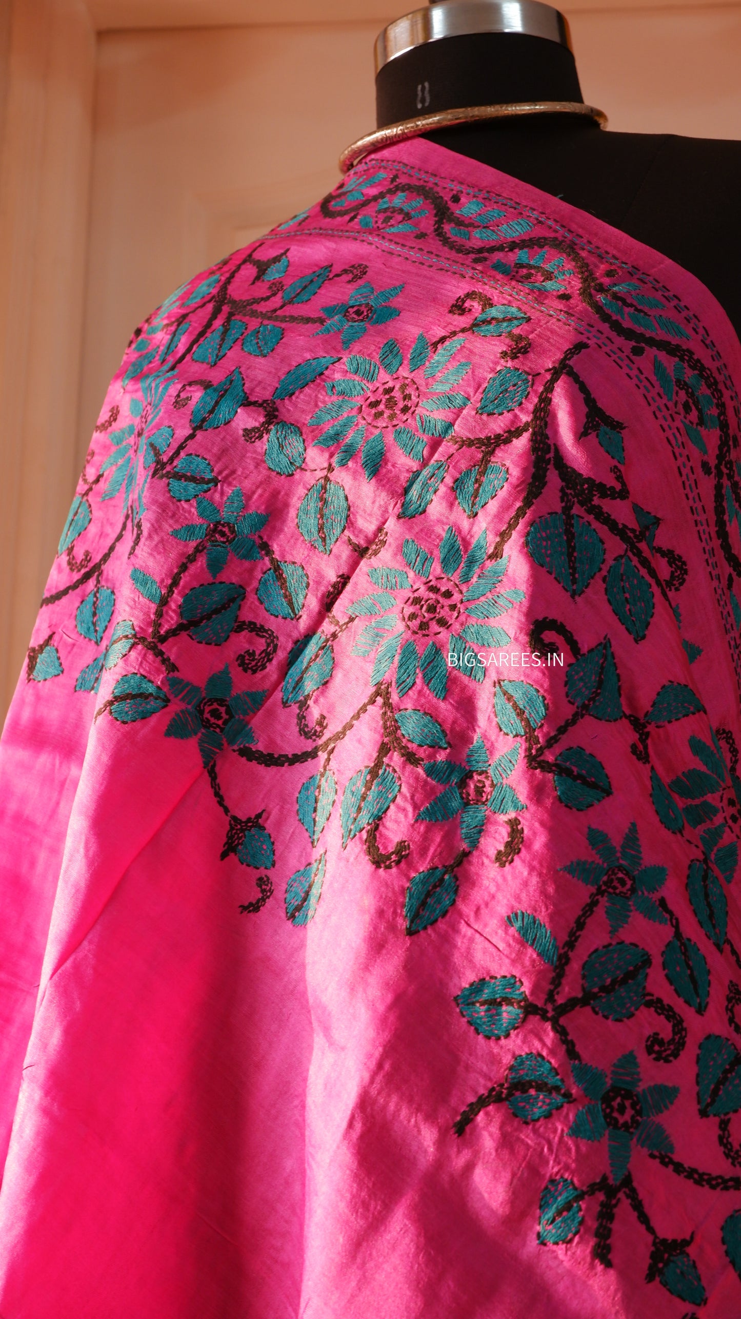 Kantha Hand Embroidary Full Work Pure Tassar Silk Dupatta36”