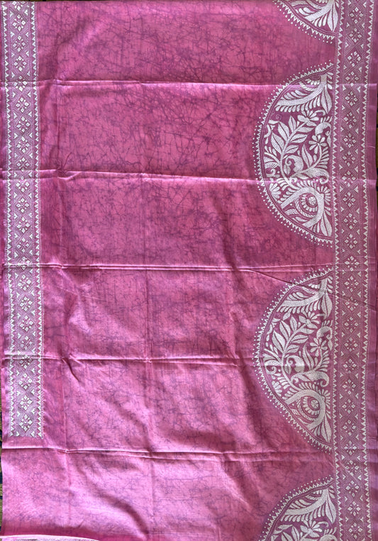 Kantha - Stitch Hand Embroidered Saree| Blended Bangalore Silk / Art Silk