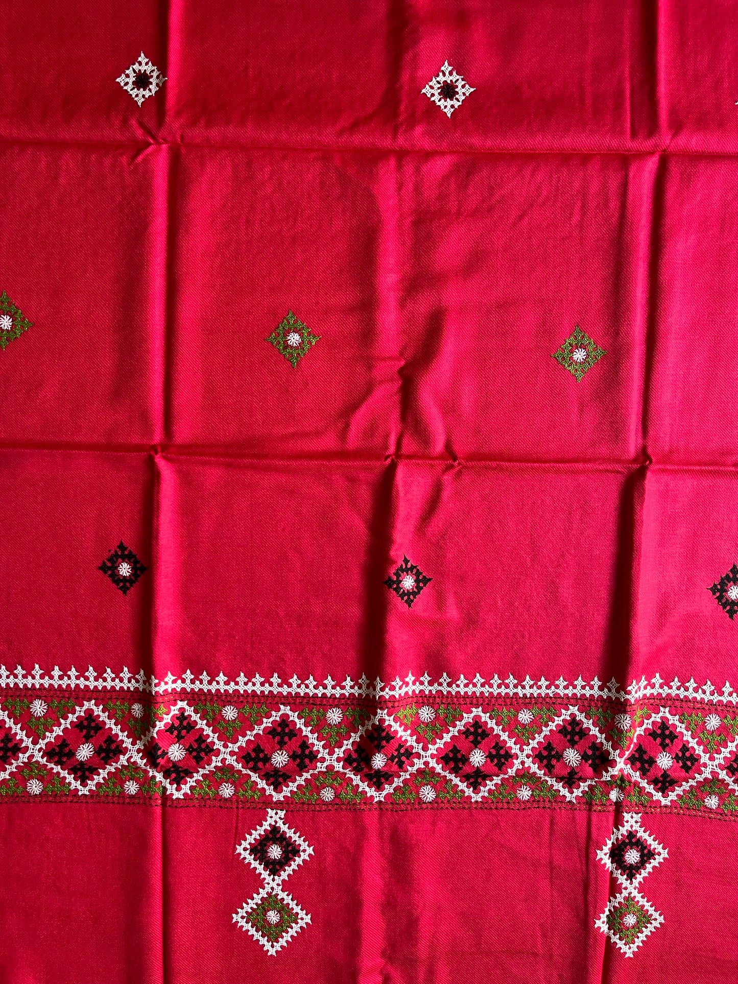 Gujrati Stitch Hand Embroidered Woollen Warm Shawl