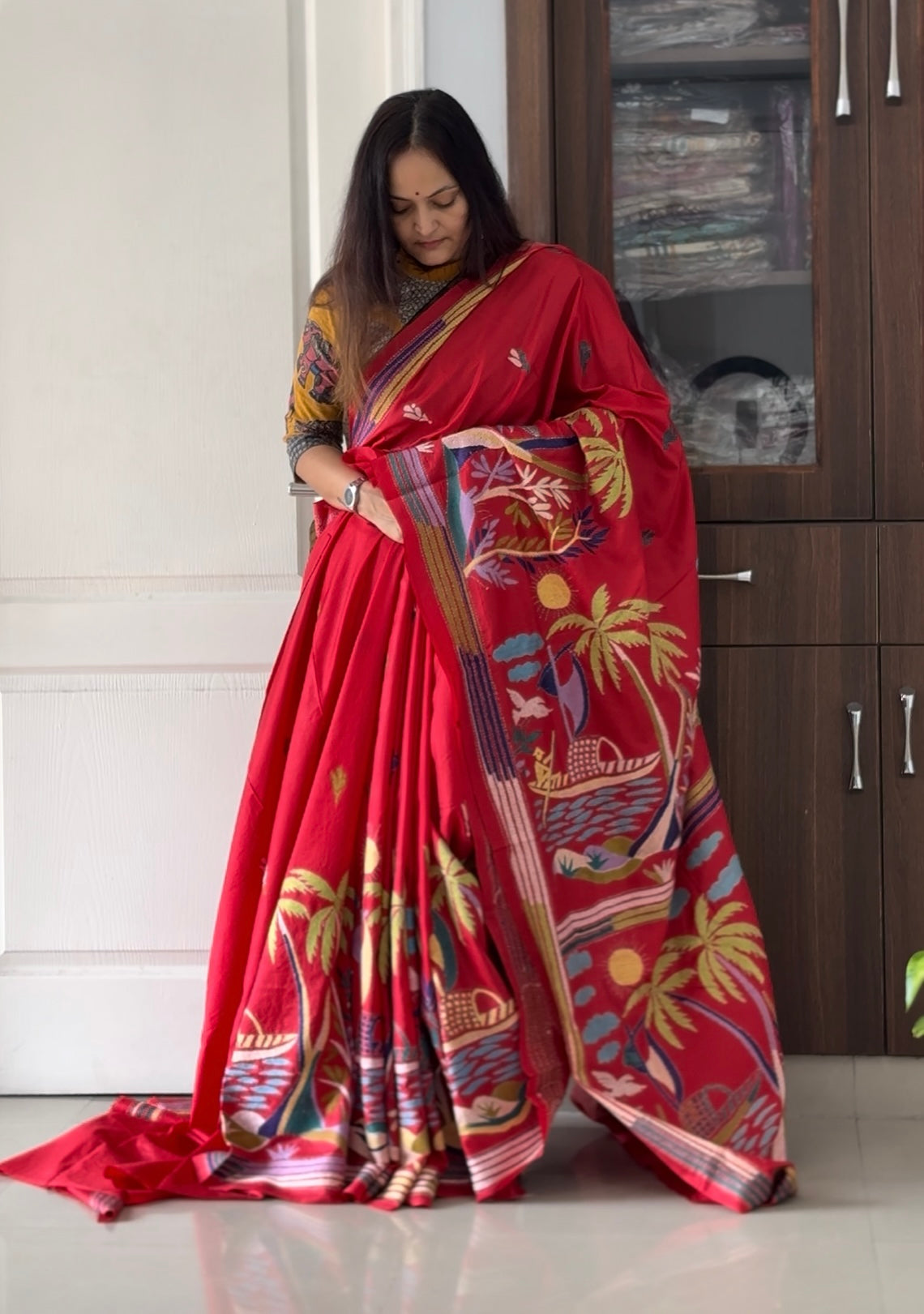 Kantha Stitch Pure Silk Saree