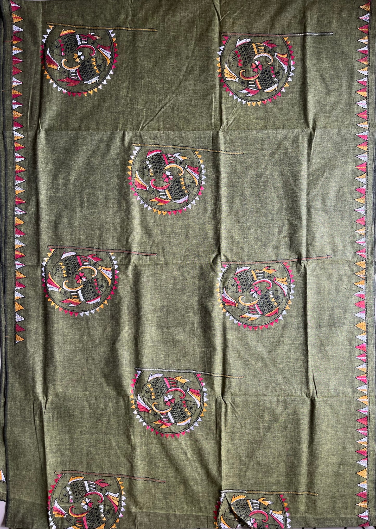 Kantha Hand Embroidered Pure Cotton Saree