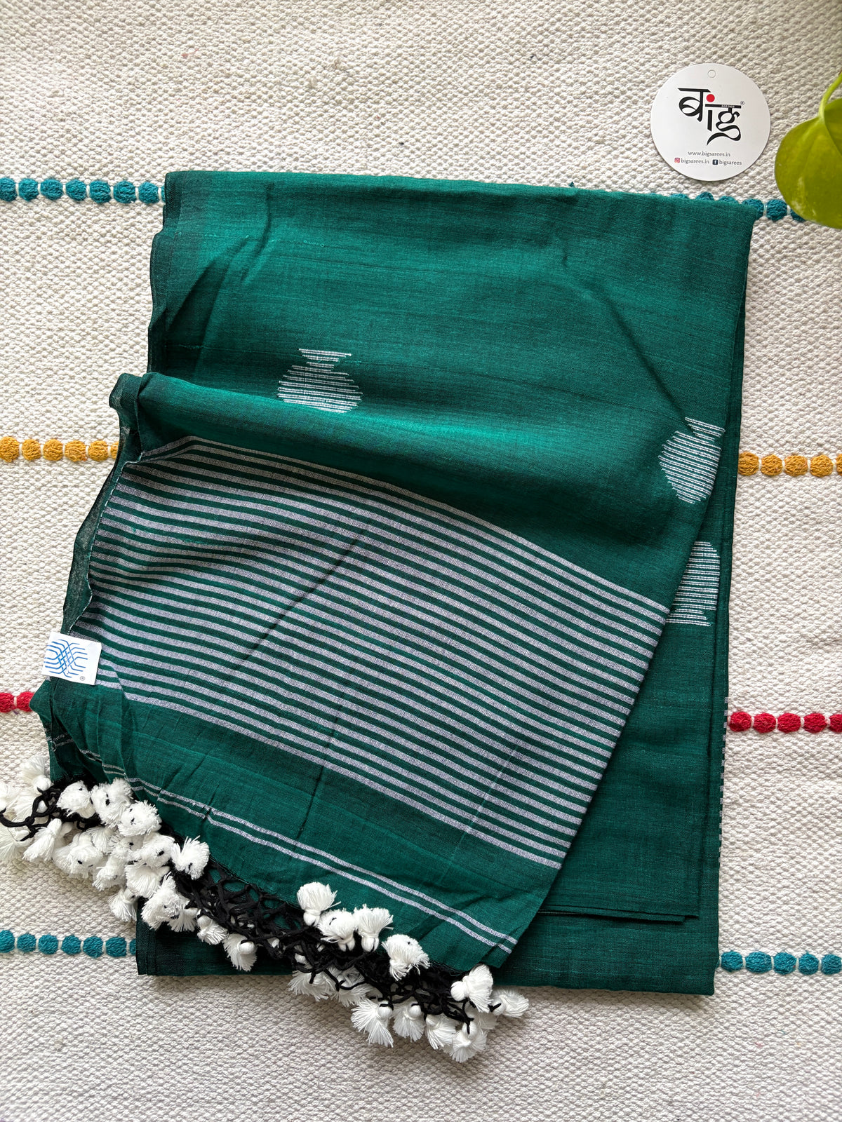 Hand woven Pure Mul Cotton Saree (Handloom Marked) - Teal