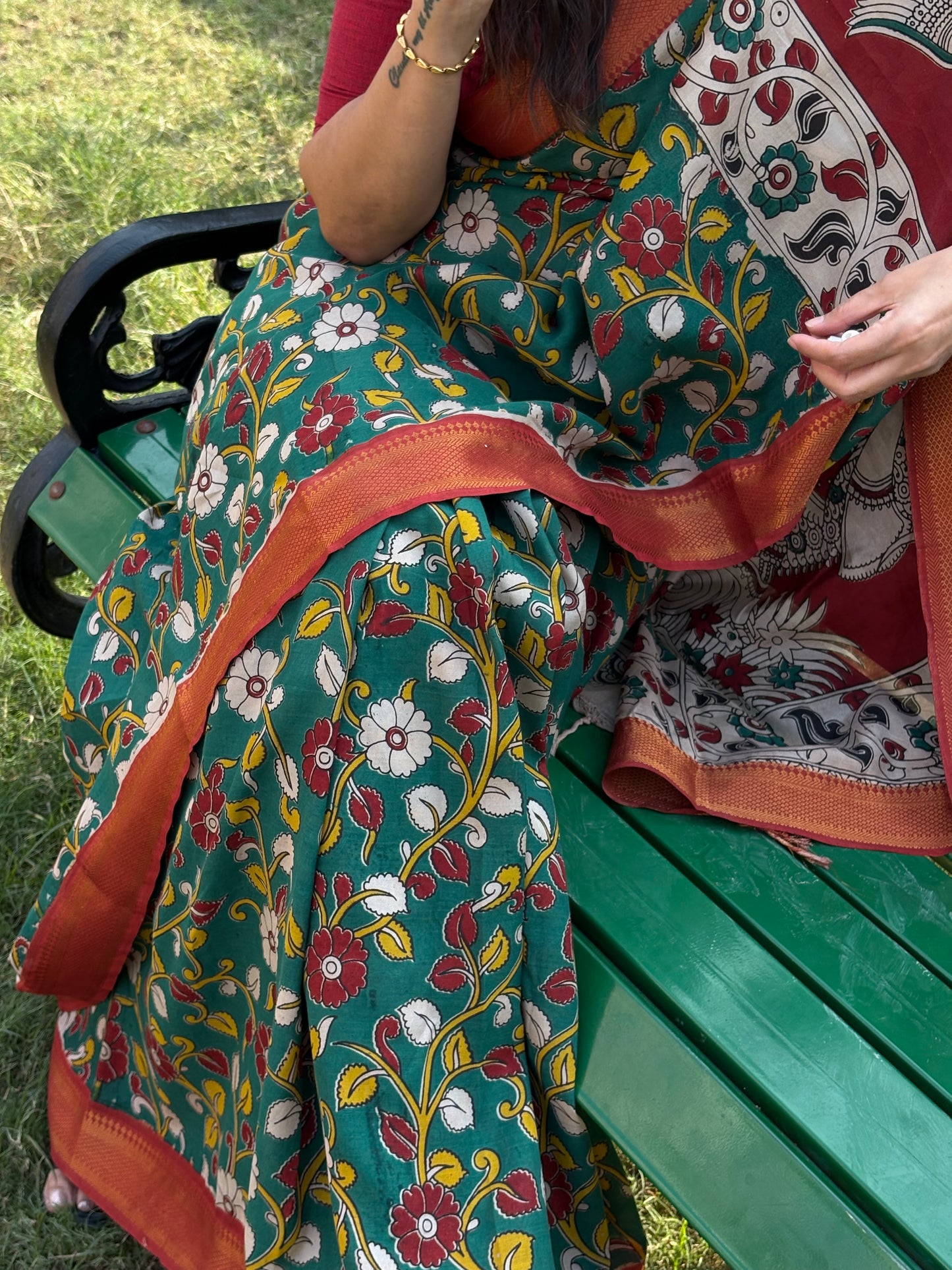 Printed Kalamkari Silk Saree with blouse
