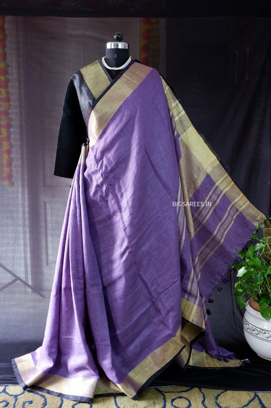 Pure Linen By Linen Saree With running Blouse