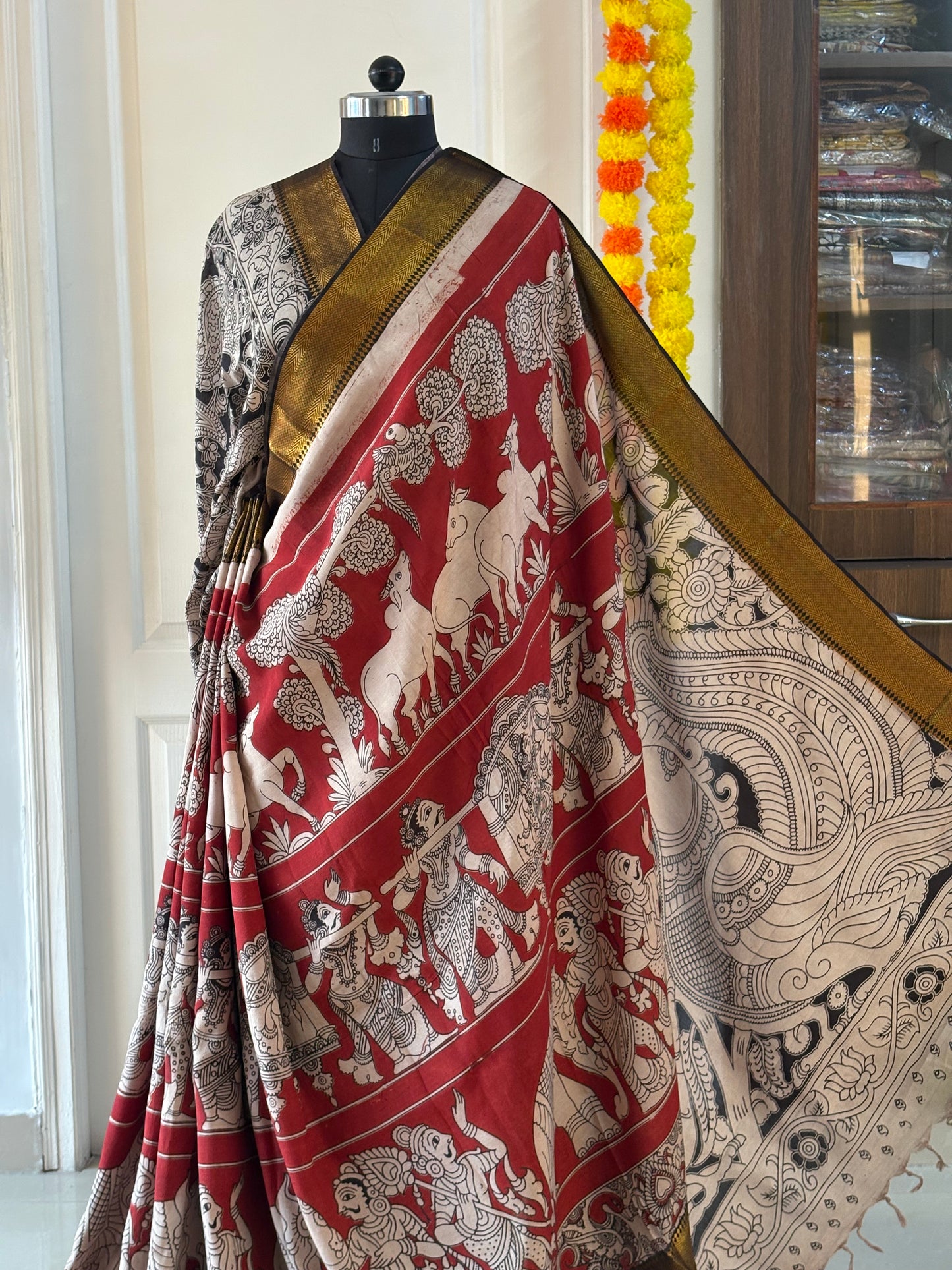 Printed Kalamkari Silk Saree with blouse