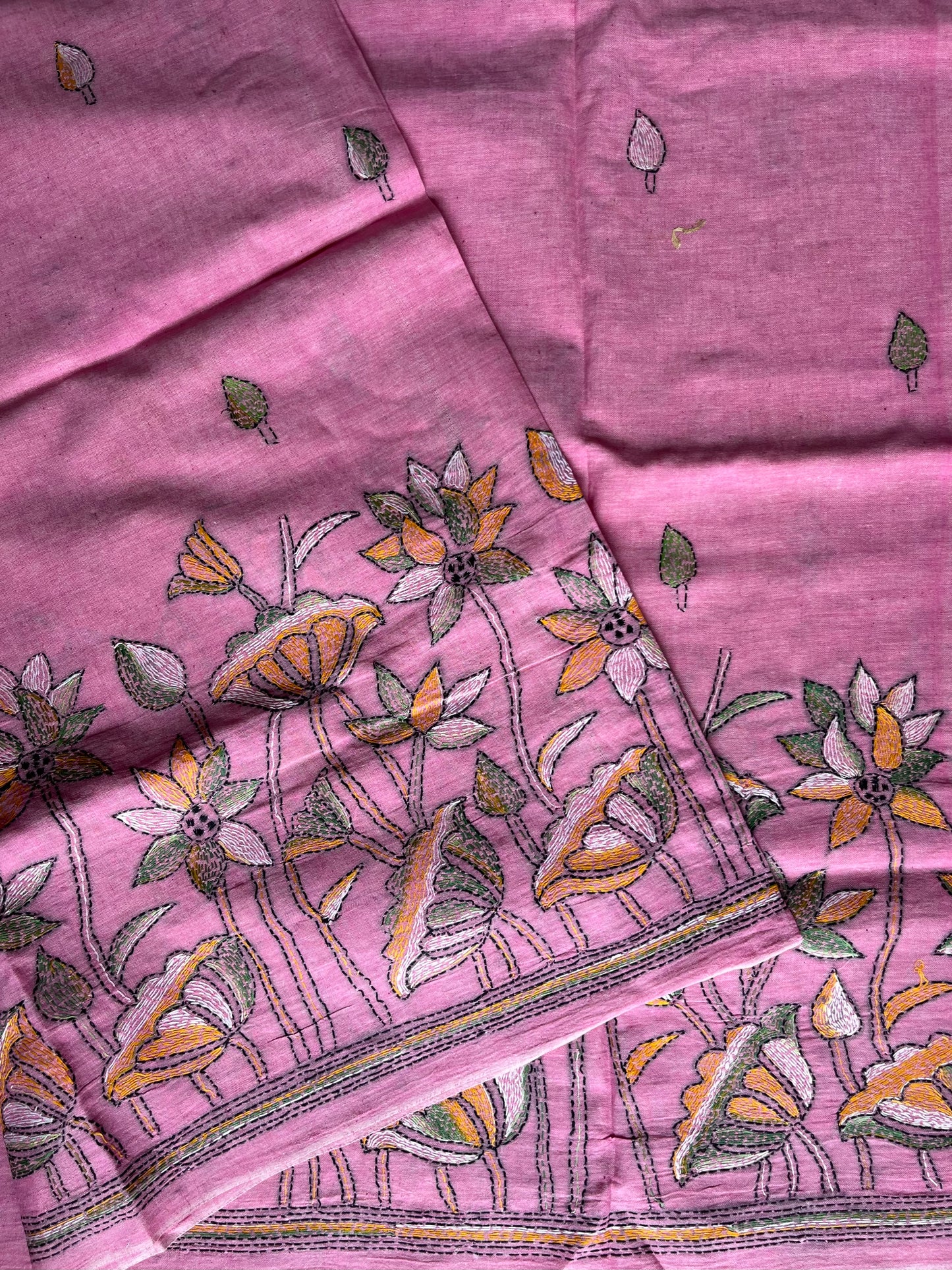 Kantha Hand Embroidered Pure Cotton Saree