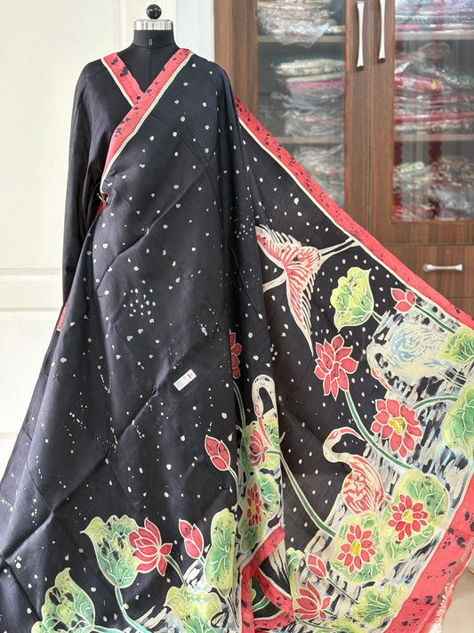 Exclusive Hand painted Pure Bishnupuri Silk Saree (Silk Marked)