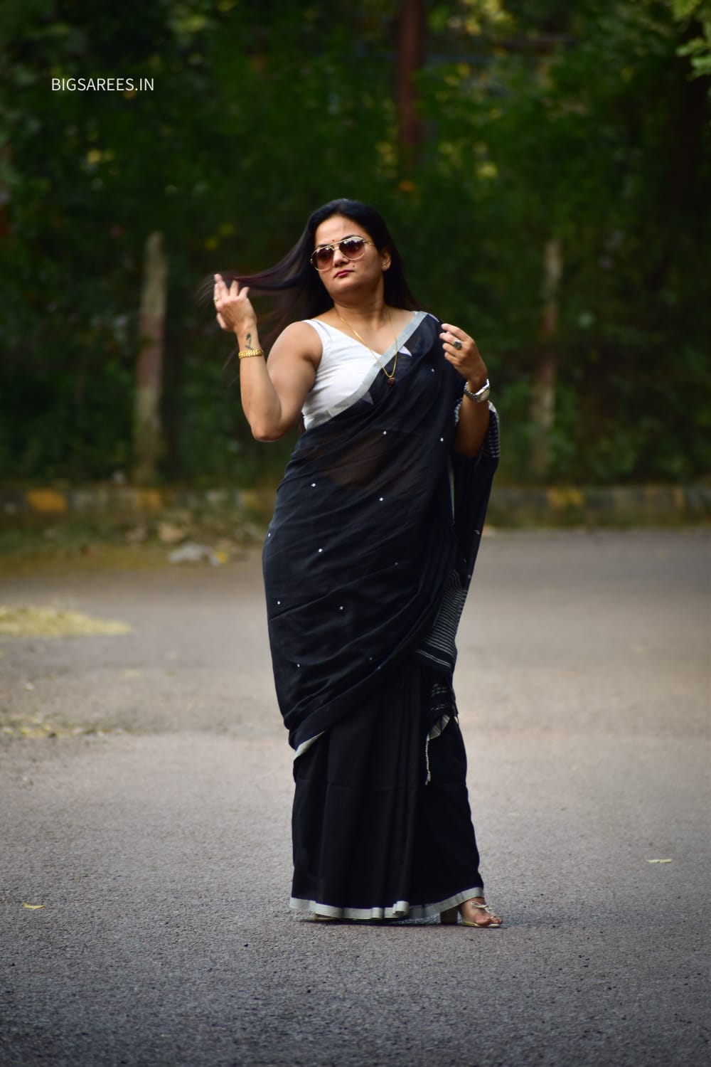 Hand woven Pure Cotton Saree (Handloom Marked) - Black