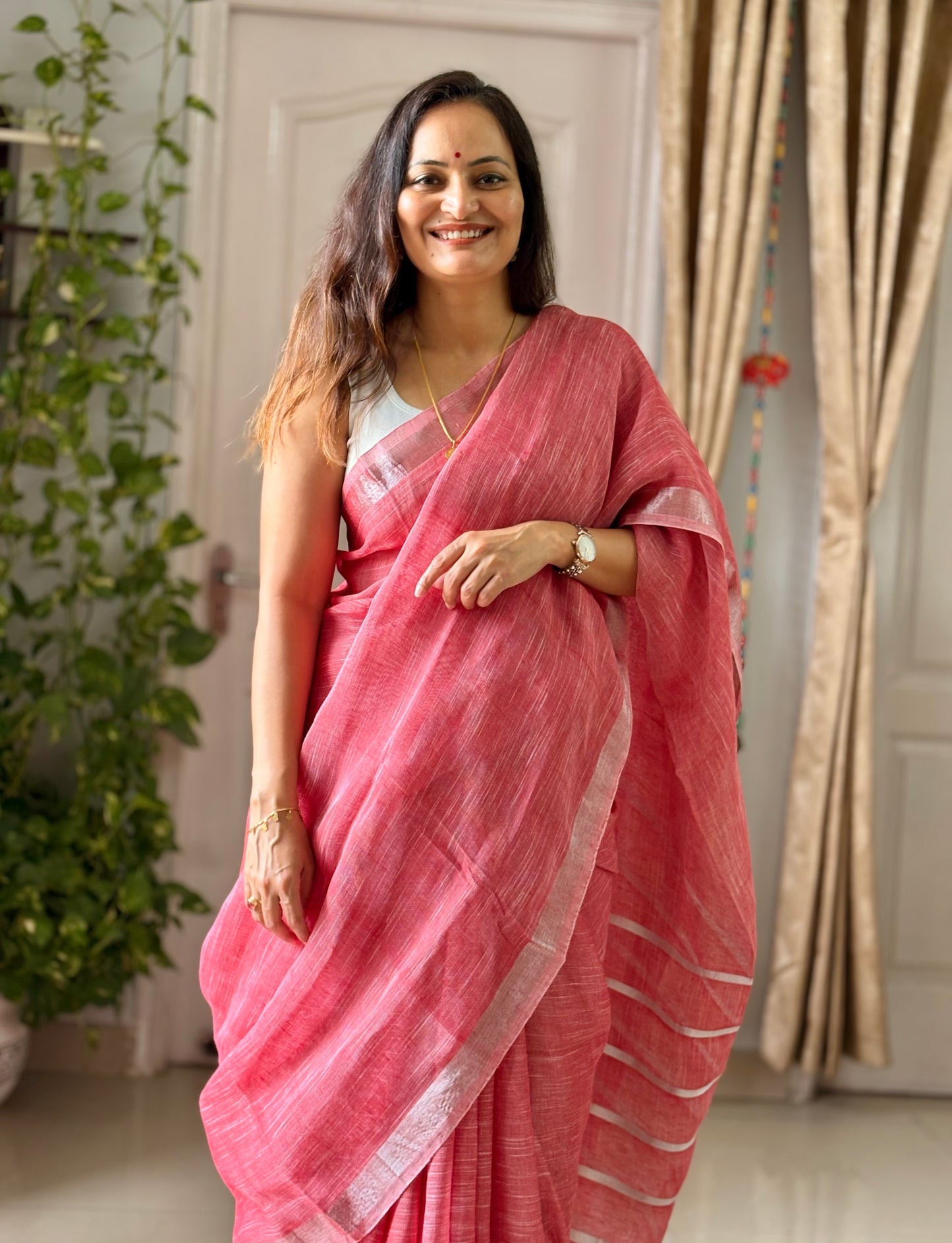 Linen By Linen Saree With Blouse