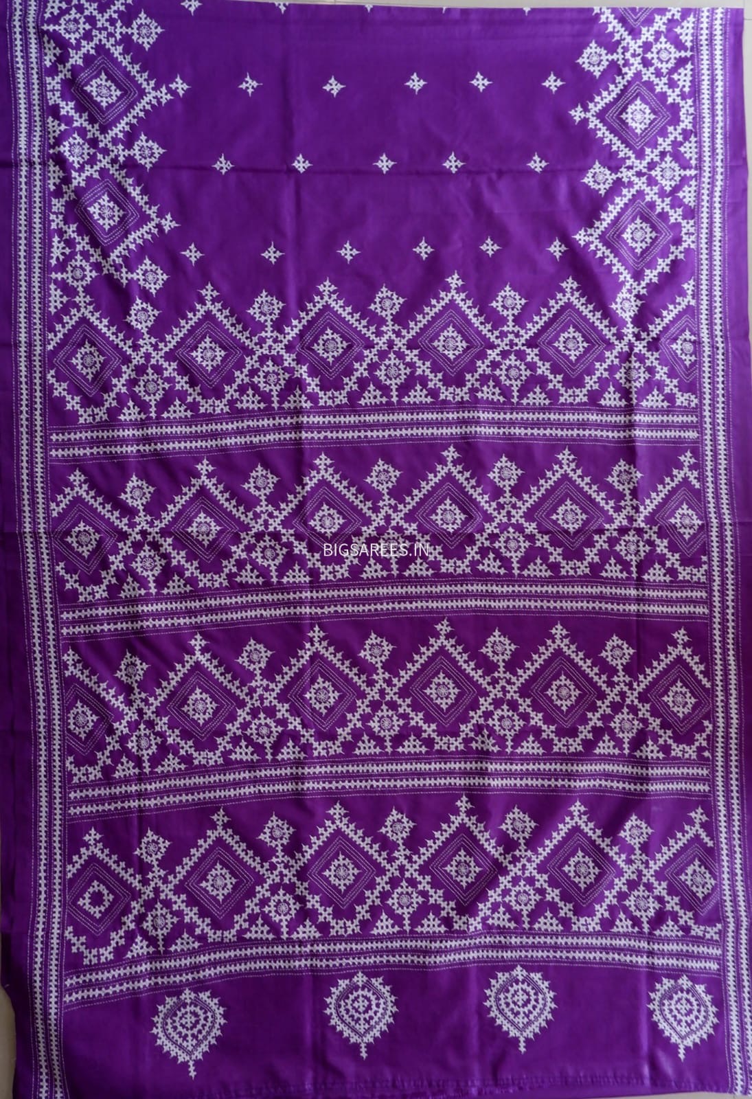 Kutchi/Gujarati Hand Embroidered Saree  | Blended Bangalore Silk / Art Silk | Plum Red