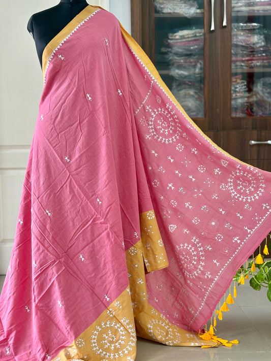 Kantha Hand Embroidered Pure Cotton Saree