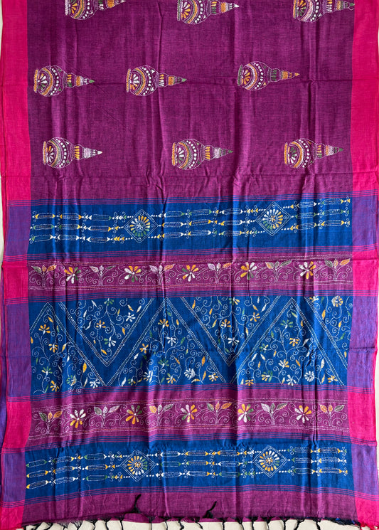 Kantha Hand Embroidered Pure Cotton Saree