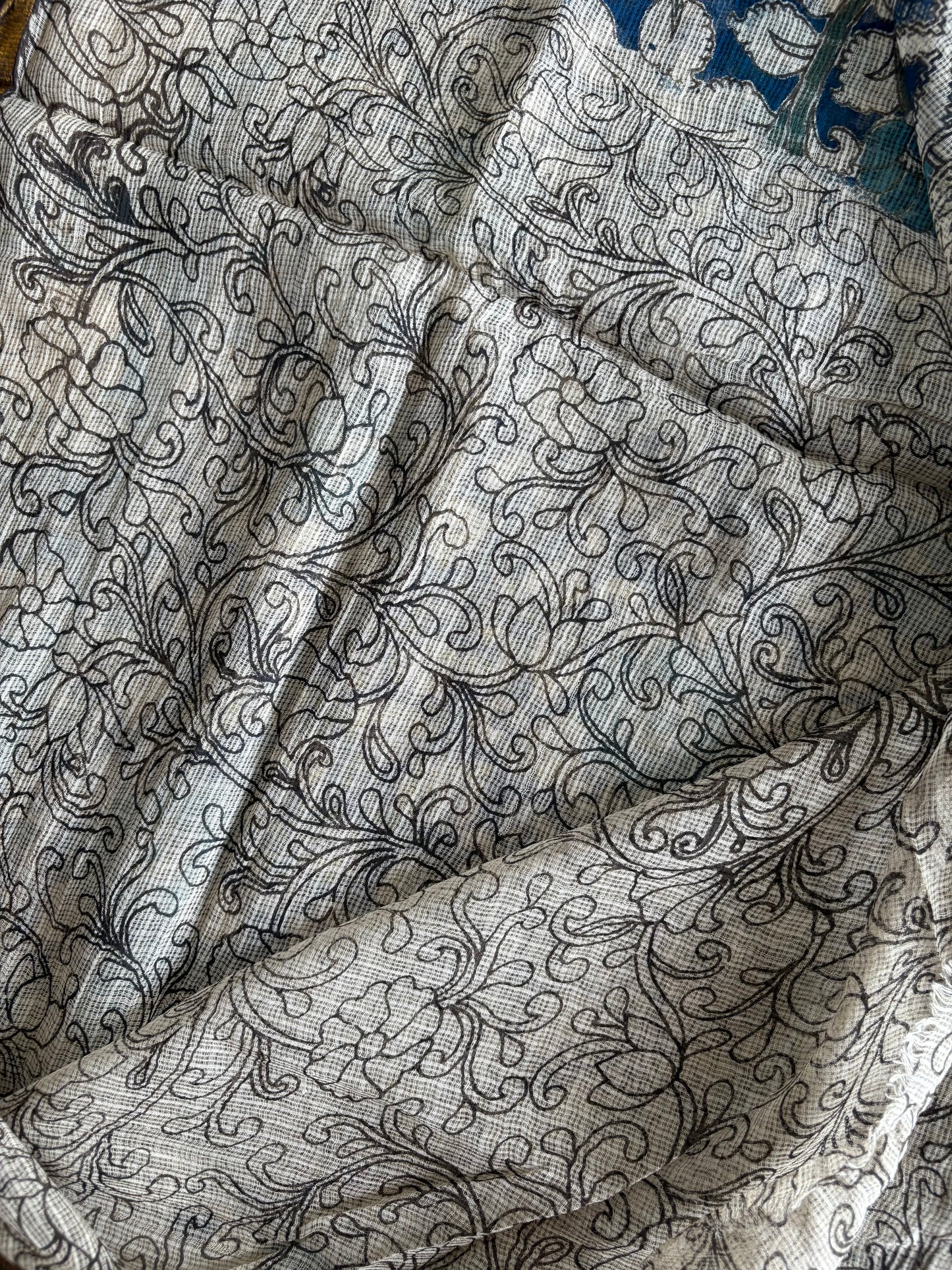 Kalamkari printed Kota doria Saree  with blouse