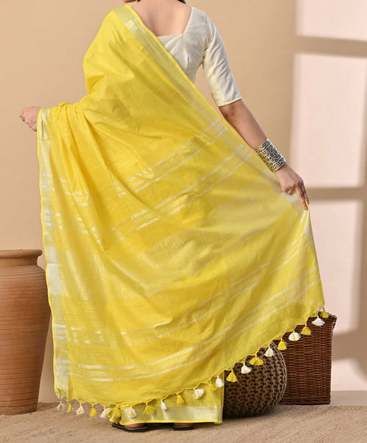 Cotton Linen Saree With running Blouse