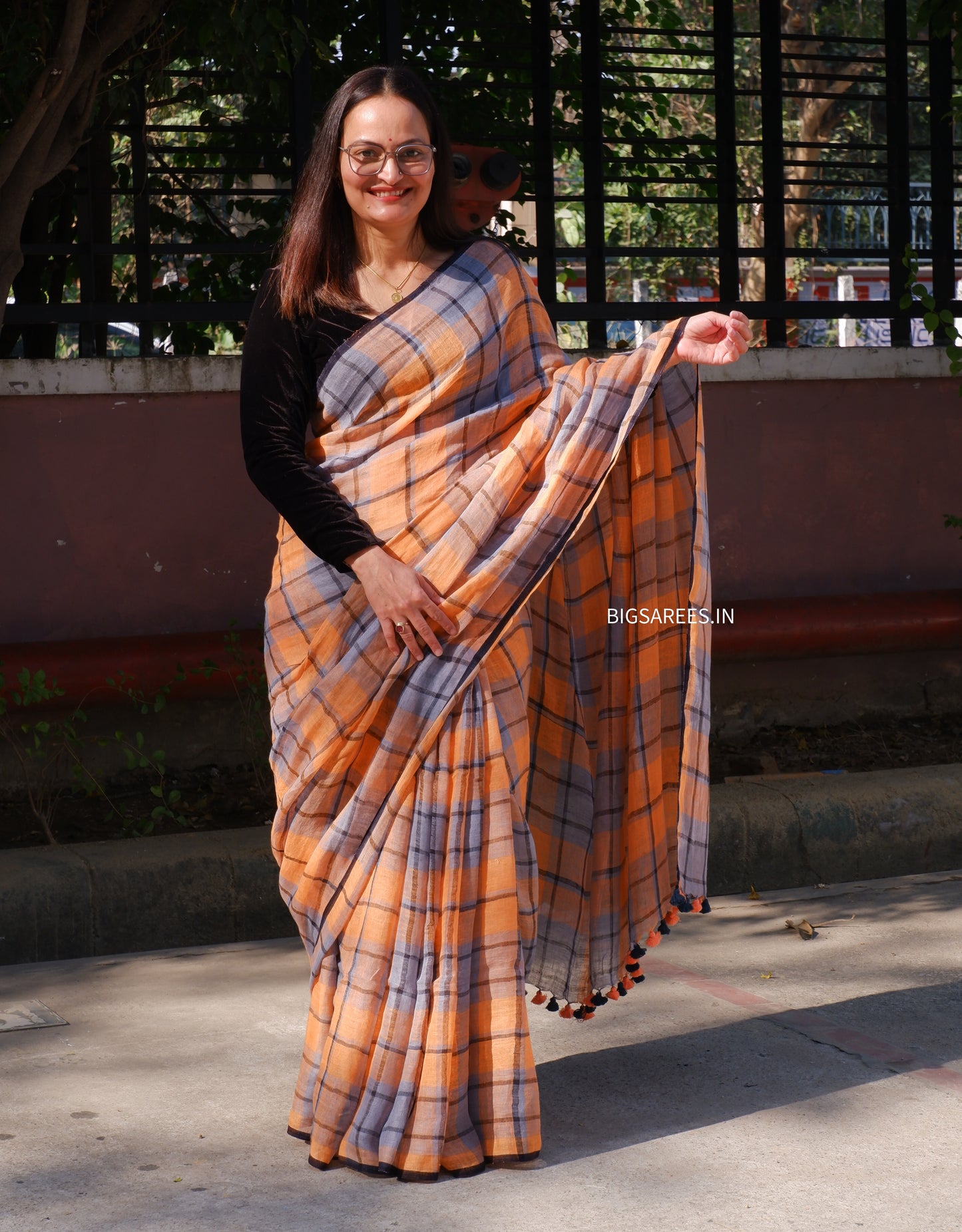 Premium quality Pure Maheshwari Linen By Linen Saree