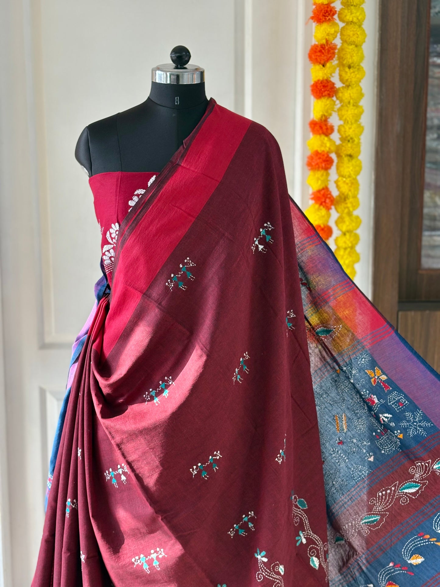 Kantha Hand Embroidered Pure Cotton Saree