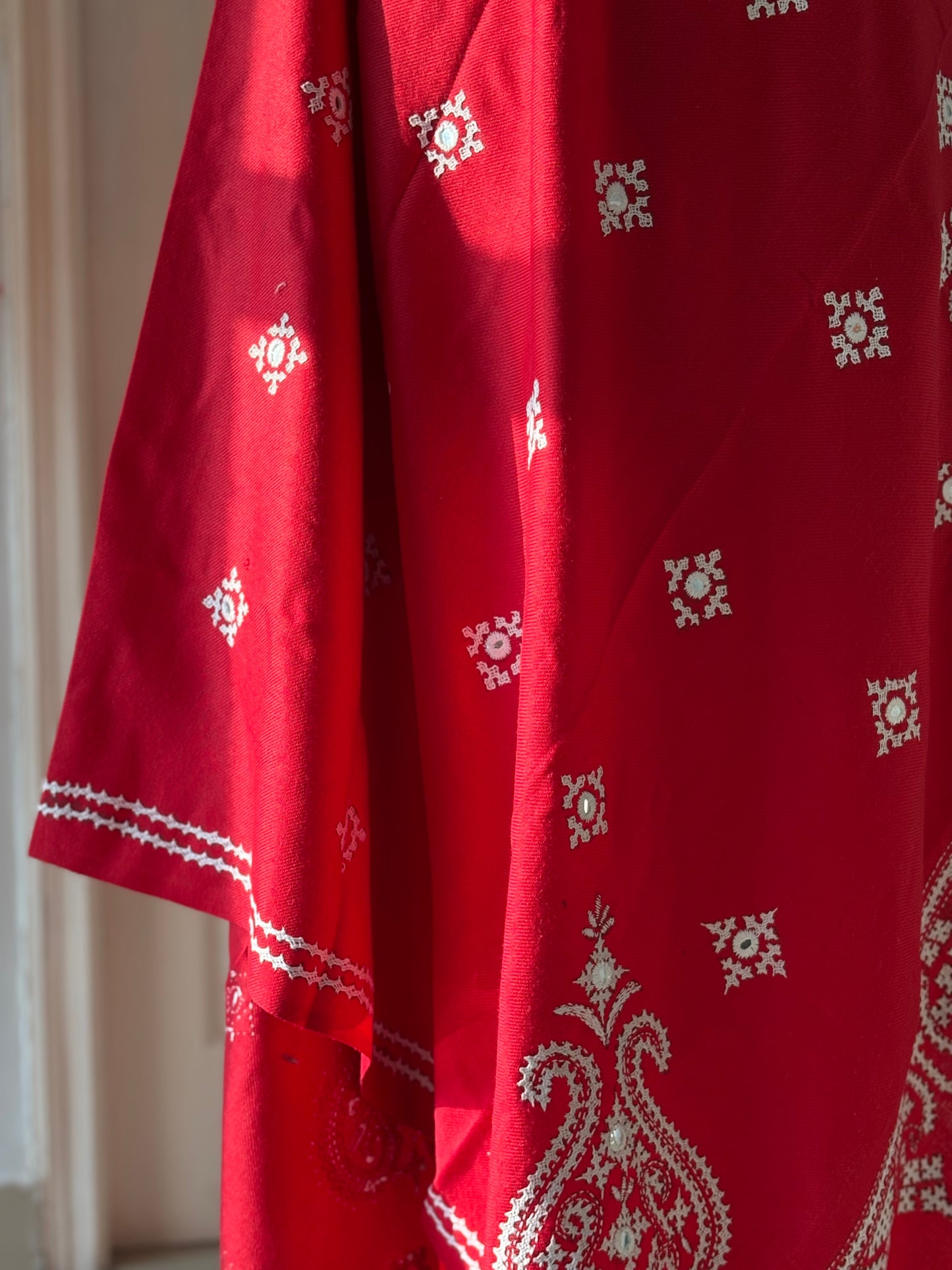 Gujrati Stitch Hand Embroidered Woollen Warm Shawl