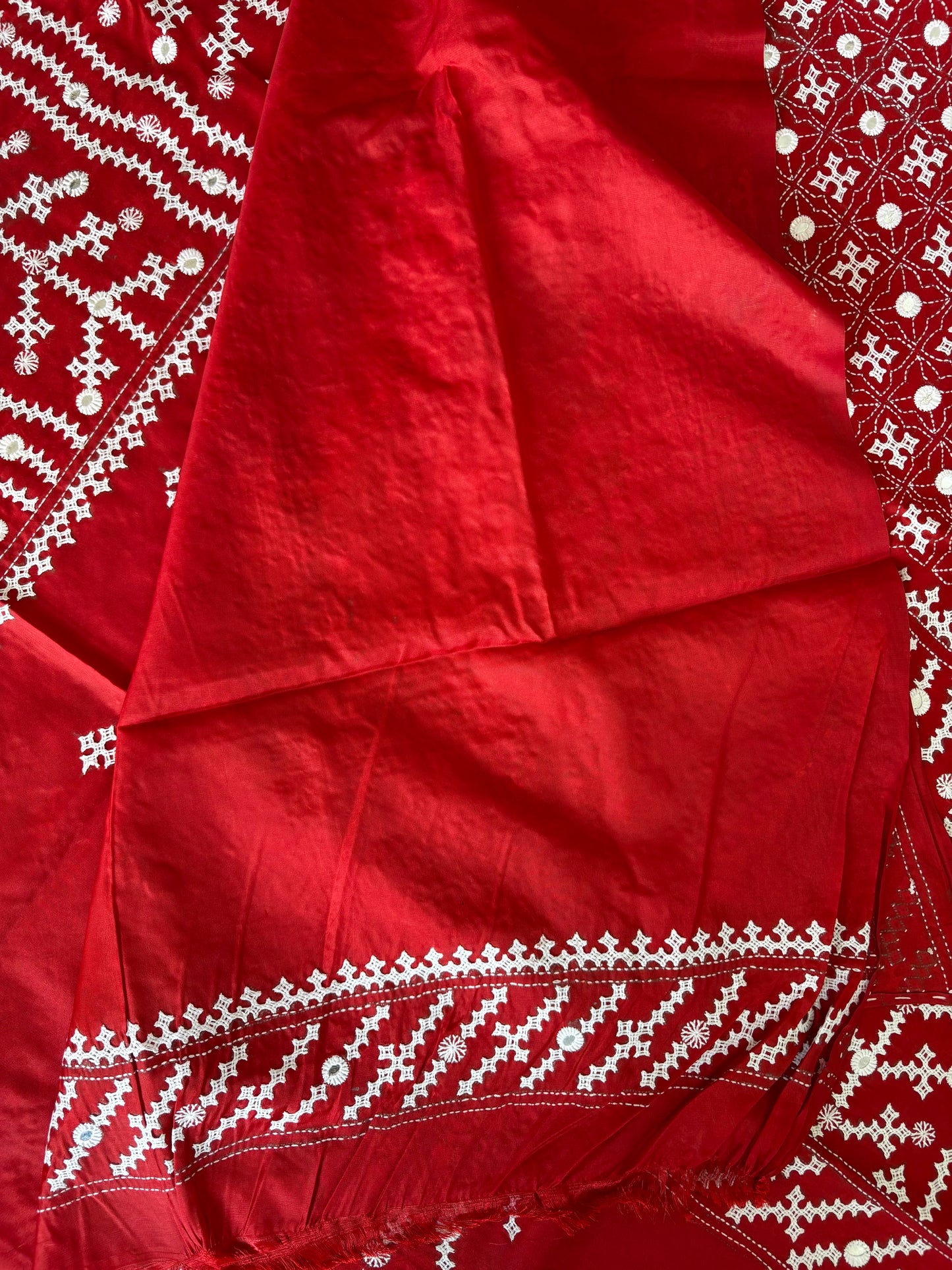 Kutchi/Gujarati Hand Embroidered Saree  | Blended Bangalore Silk / Art Silk