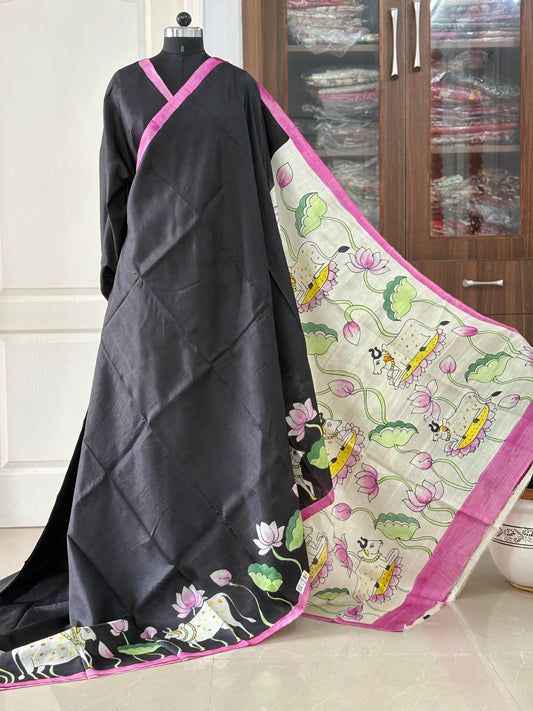 Exclusive Hand painted Pure Bishnupuri Silk Saree (Silk Marked)