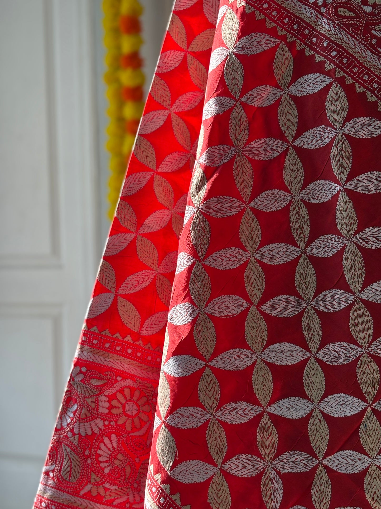 Kantha Stitch Hand Embroidary Full Work Pure Banglore Silk Dupatta