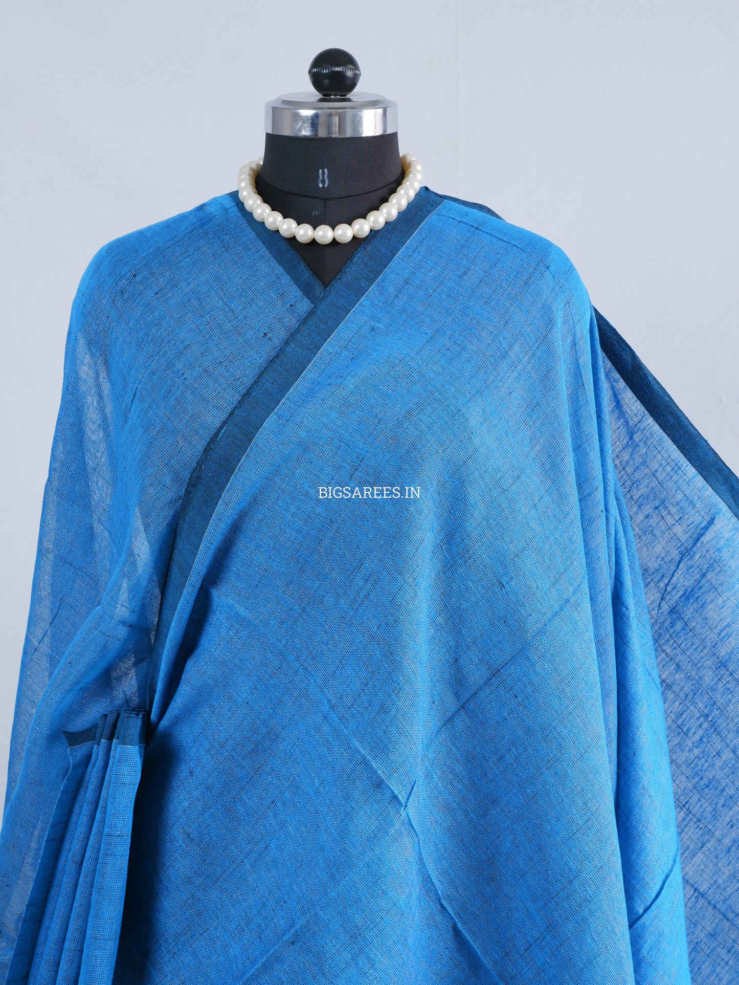 Tissue Linen Blend Handwoven Saree | Handloom Marked | Blue