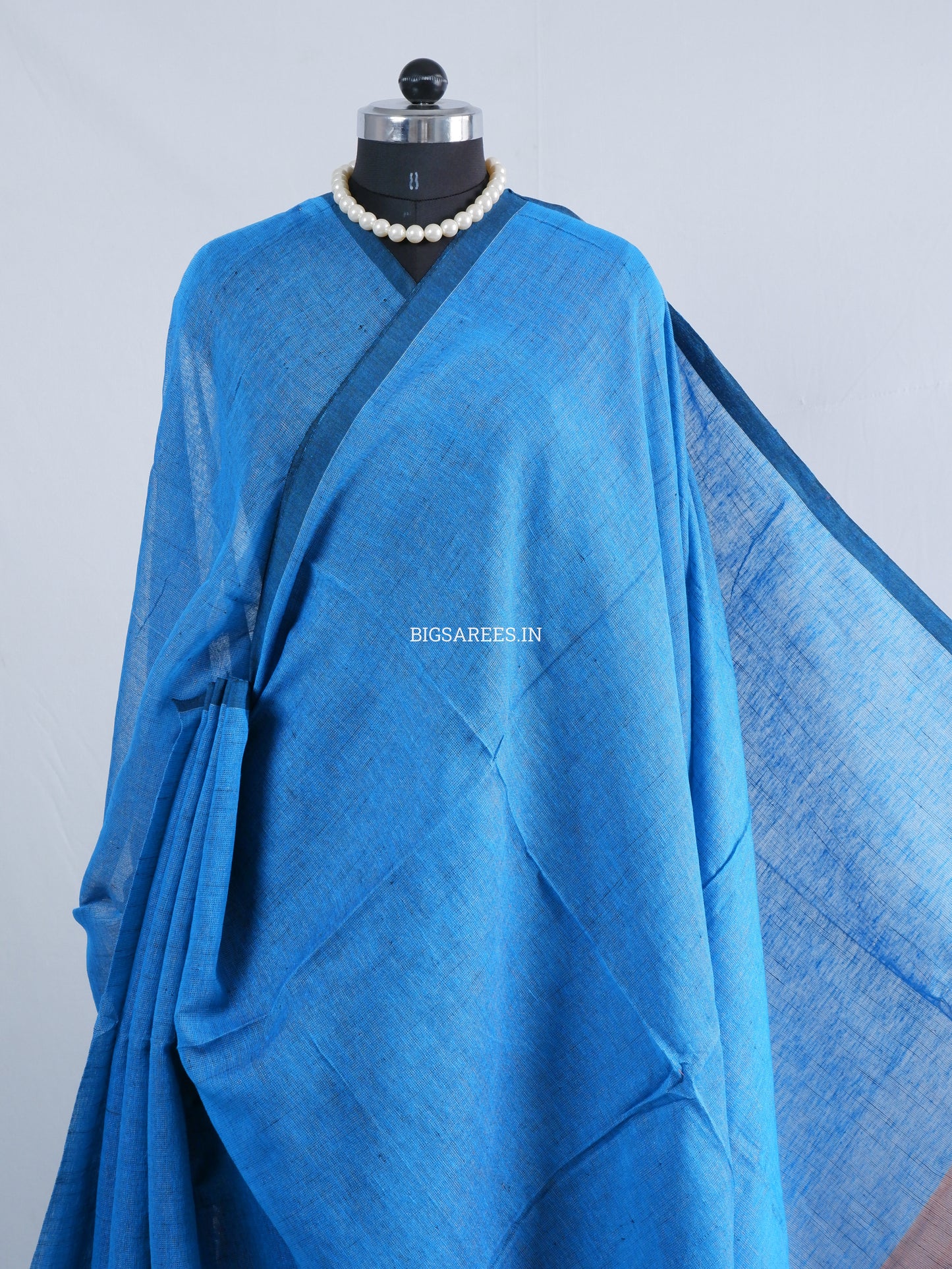 Tissue Linen Blend Handwoven Saree | Handloom Marked | Blue