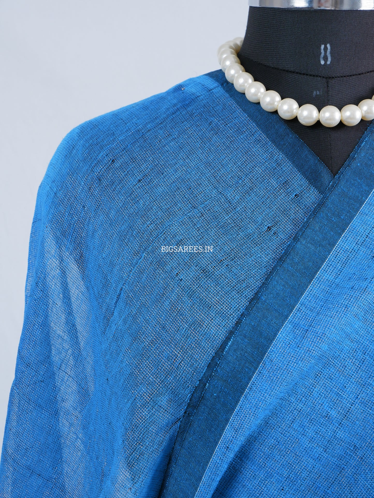 Tissue Linen Blend Handwoven Saree | Handloom Marked | Blue
