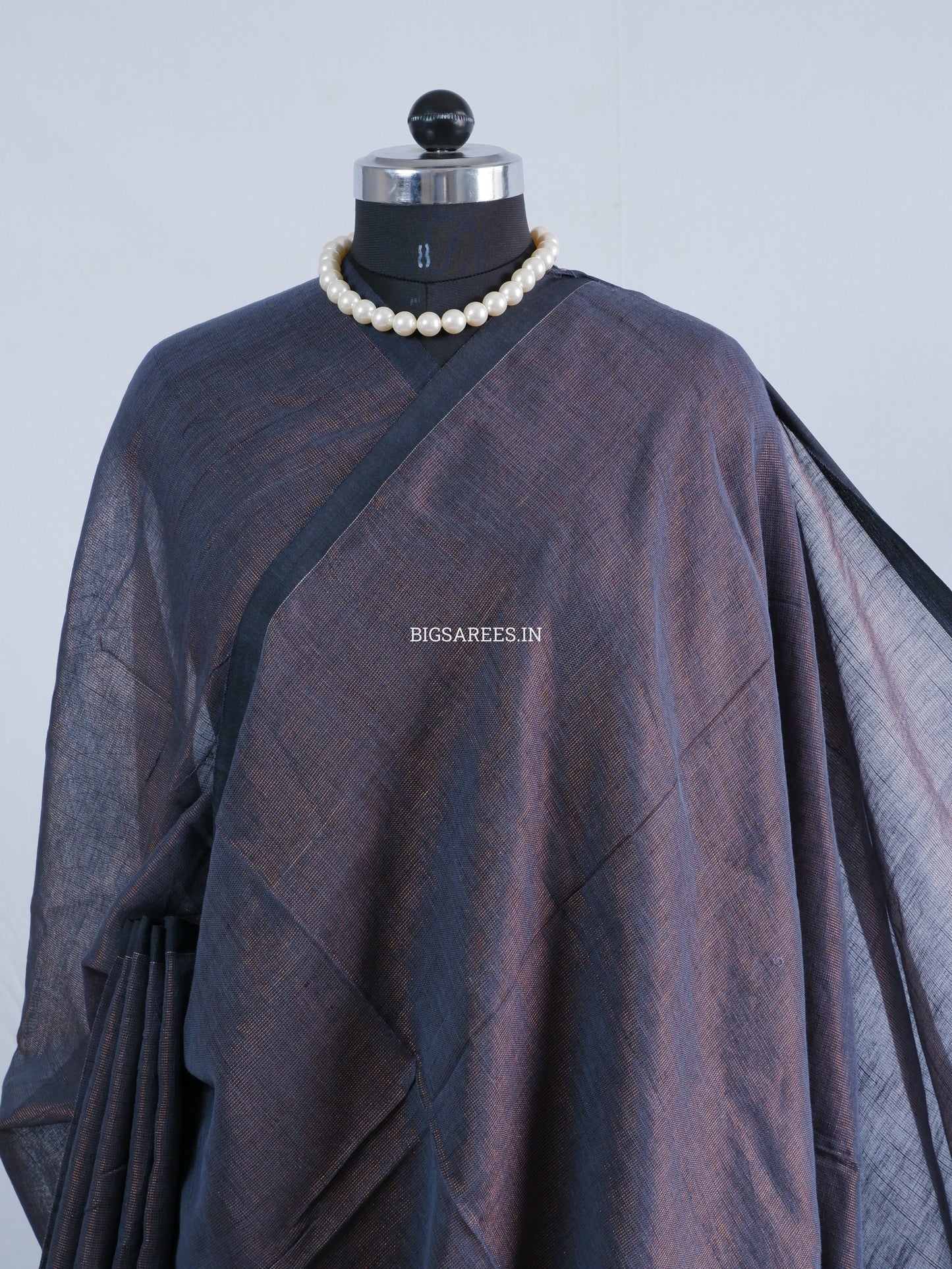 Tissue Linen Blend Handwoven Saree | Handloom Marked | Grey