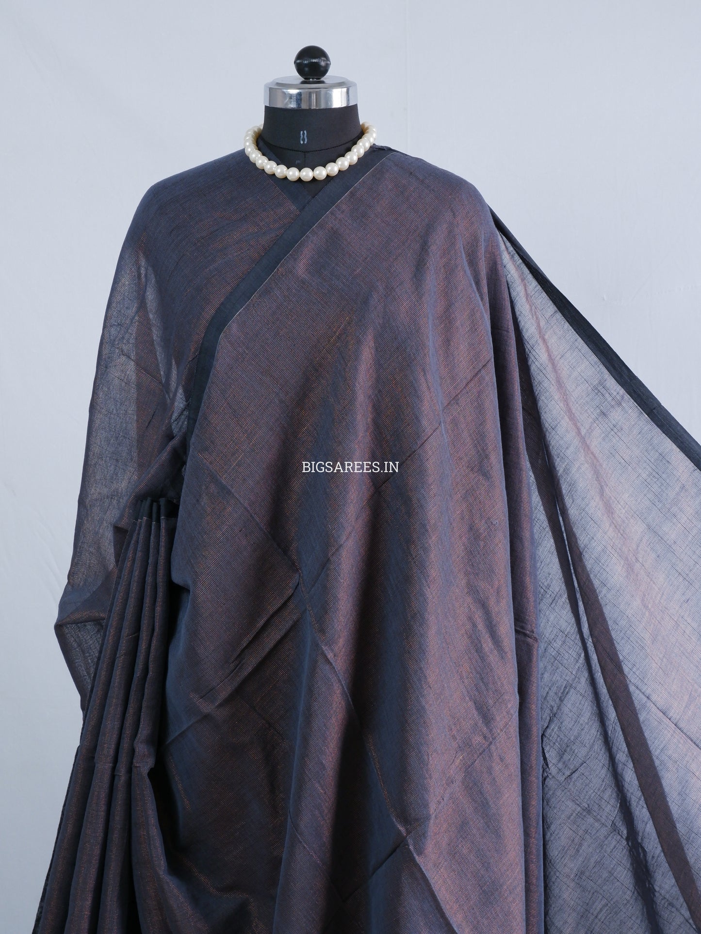 Tissue Linen Blend Handwoven Saree | Handloom Marked | Grey