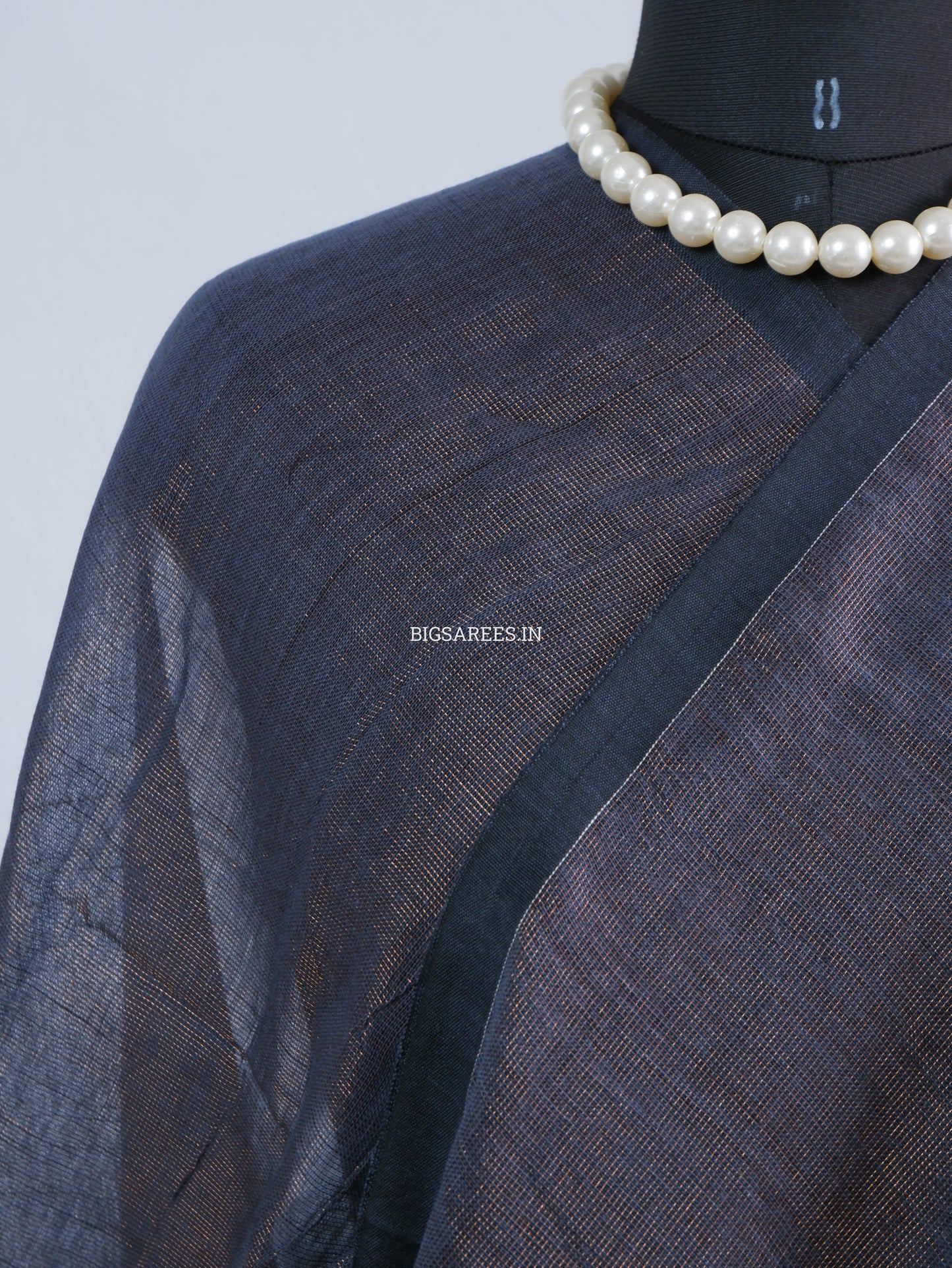 Tissue Linen Blend Handwoven Saree | Handloom Marked | Grey