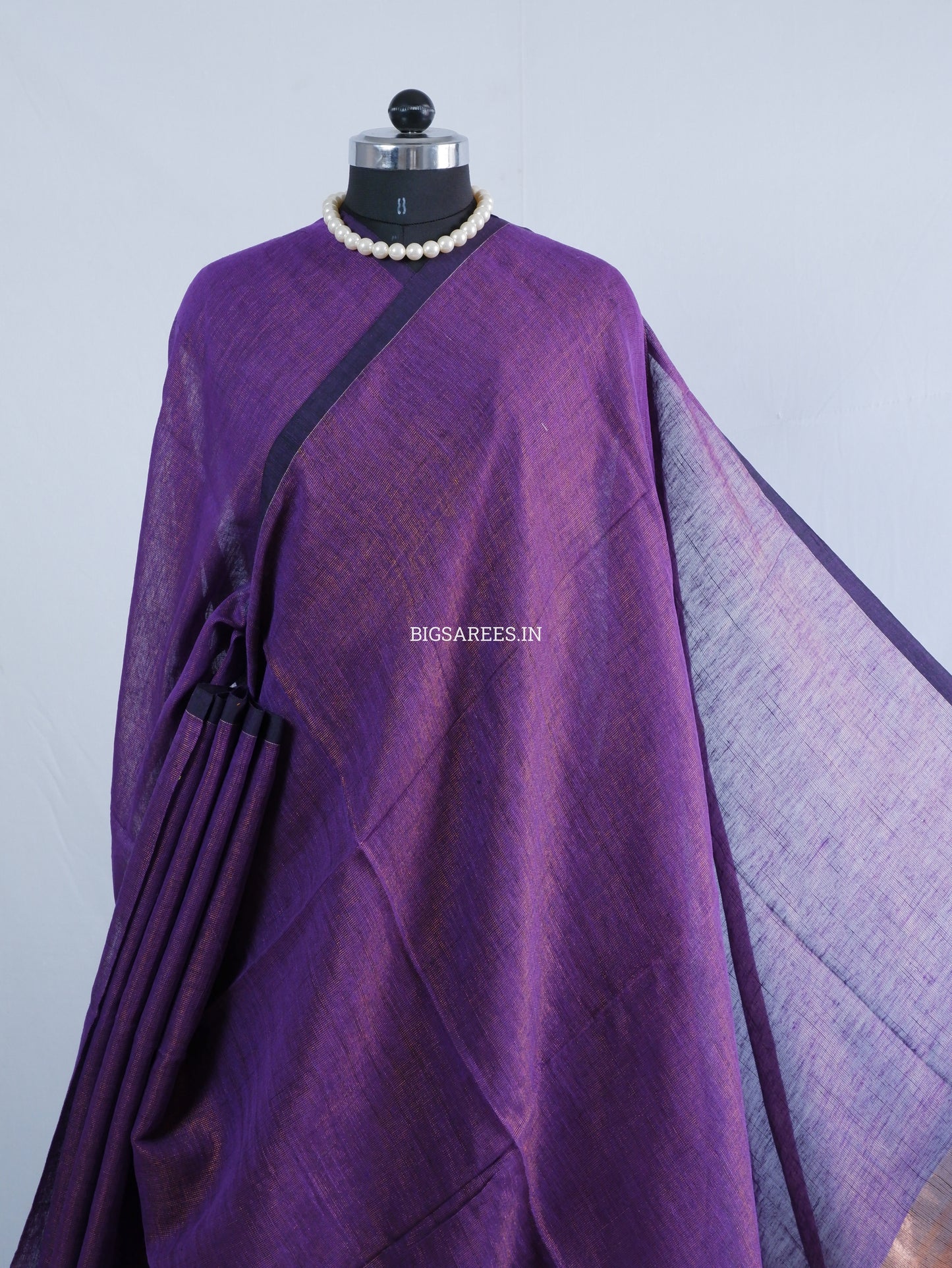 Tissue Linen Blend Handwoven Saree | Handloom Marked | Lavendar Purple