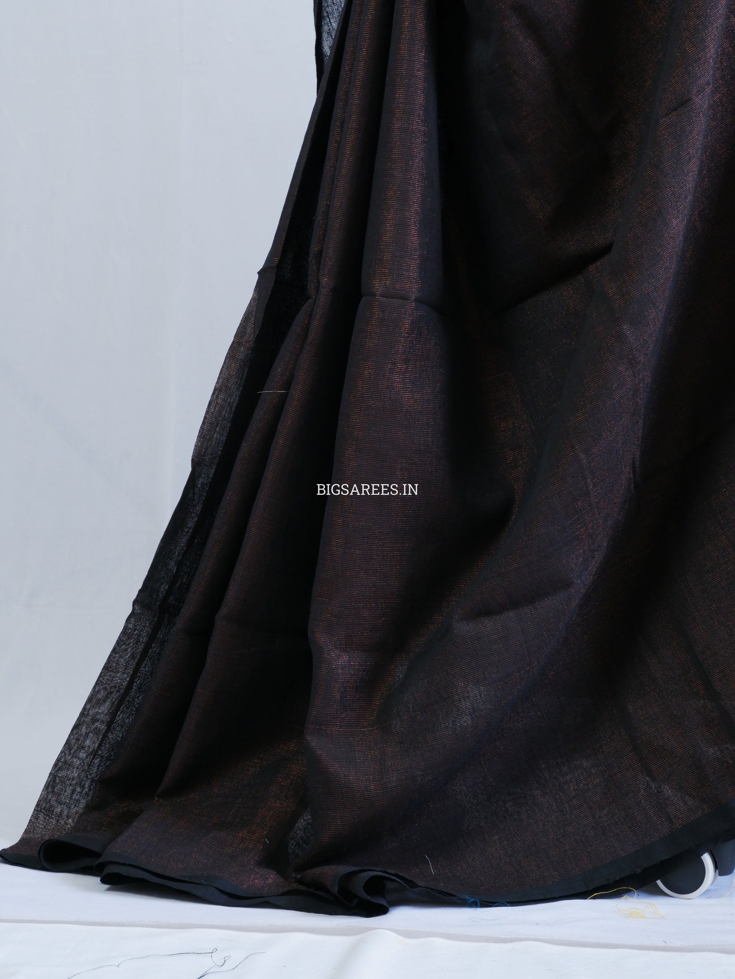 Tissue Linen Blend Handwoven Saree | Handloom Marked | Black