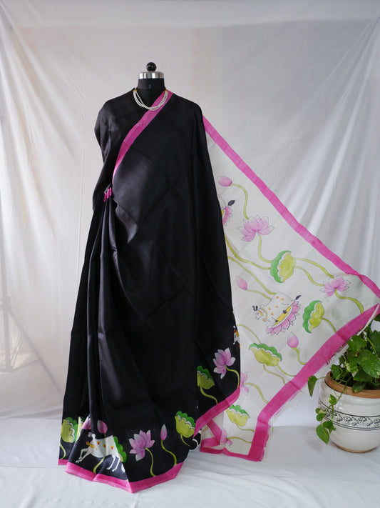 Bishnupuri Hand-Painted  Silk Saree | Pure Silk | Silk Mark Certified