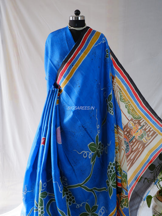 Hand-Painted Bishnupuri Silk Saree | Pure Silk | Silk Mark Certified