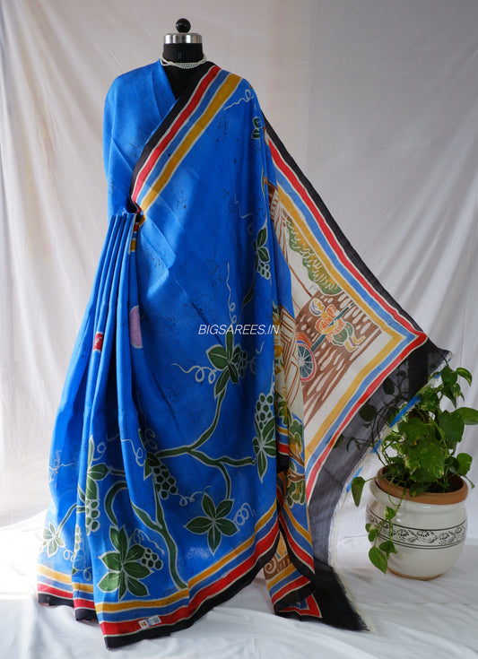 Hand-Painted Bishnupuri Silk Saree | Pure Silk | Silk Mark Certified
