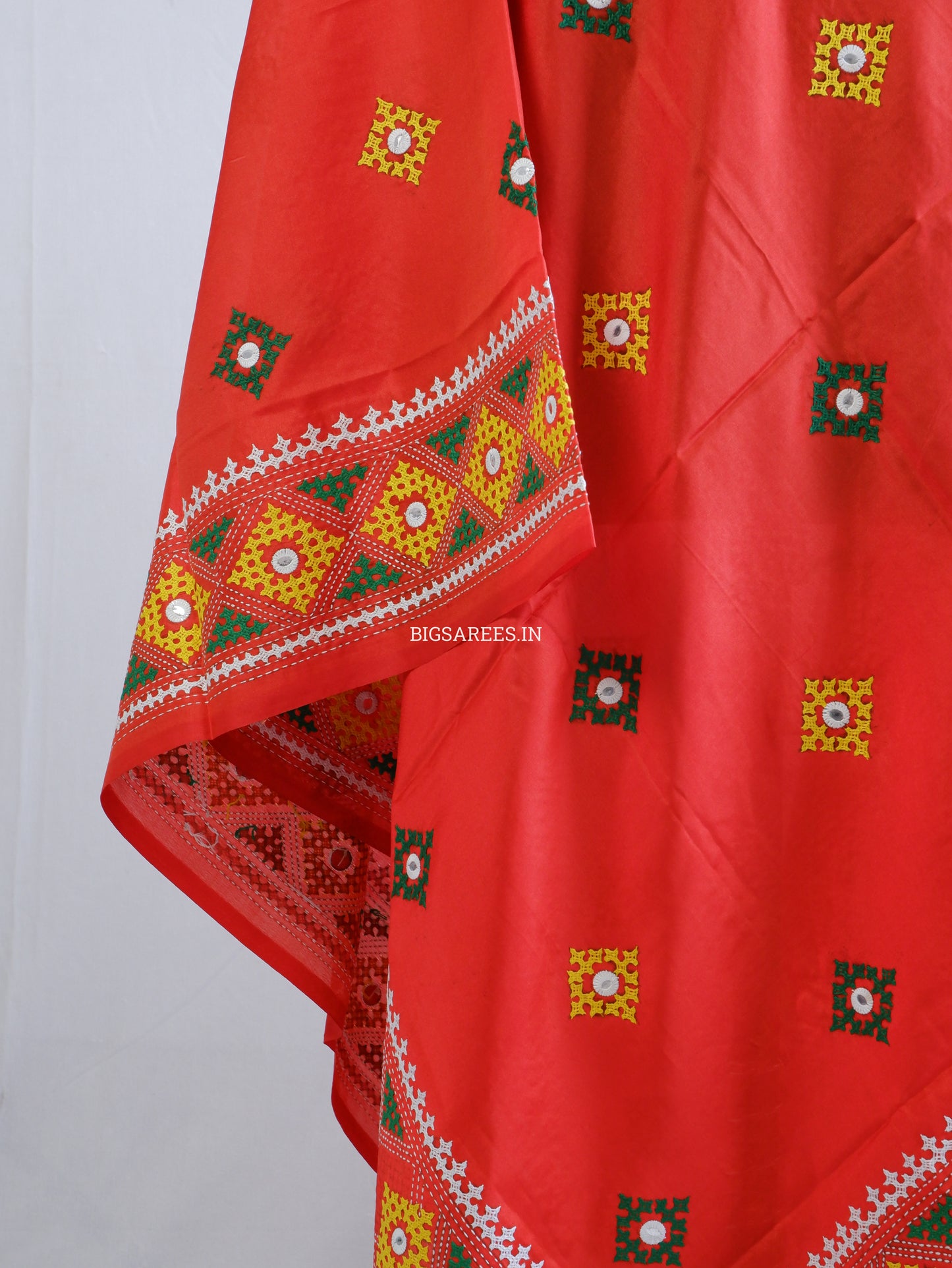 Kutchi Work Dupatta | Blended Banglore Silk Dupatta | Red