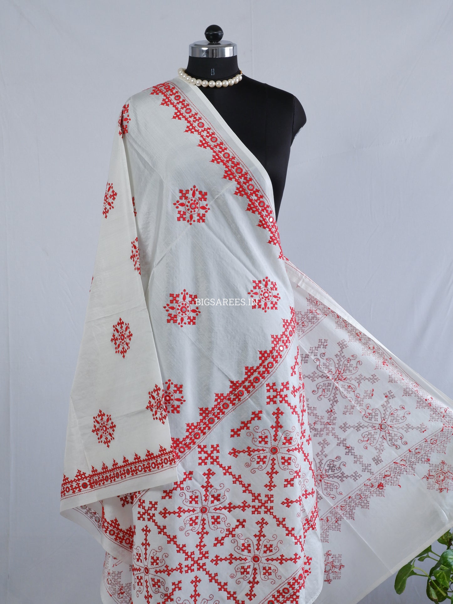 Kutchi Work Dupatta | Blended Banglore Silk Dupatta | White